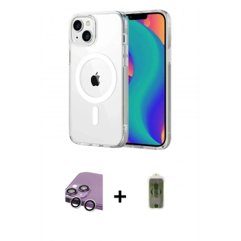MARSİLYAN™- iPhone 14 Kılıf Ahenk Minimal Serisi - Siyah Joko Magic 5D Hayalet Cam + Raze Metal Kamera Lens - GS