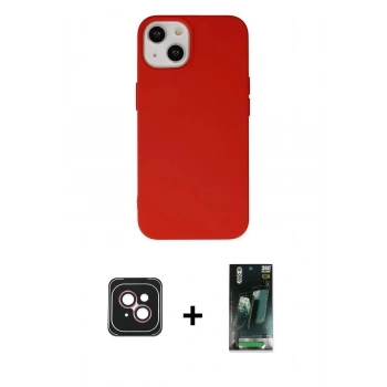 MARSİLYAN™- iPhone 14 Kılıf Ahenk Serisi - Şeffaf 360 Full Body Arka Koruyucu + PVD Metal Kamera Lens - PE