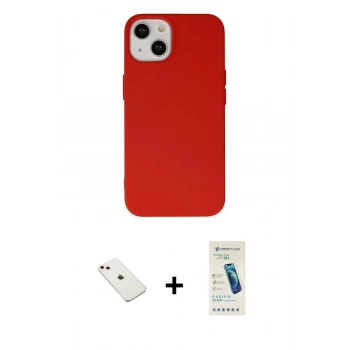 MARSİLYAN™- iPhone 14 Kılıf Ahenk Serisi - Şeffaf Pasifik Cam Ekran Koruyucu + Diamond Kamera Lens - PE
