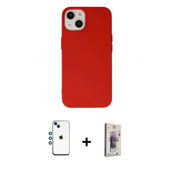 MARSİLYAN™- iPhone 14 Kılıf Ahenk Serisi - Siyah Bilvis 3D Cam Ekran Koruyucu + Shine Kamera Lens - MI