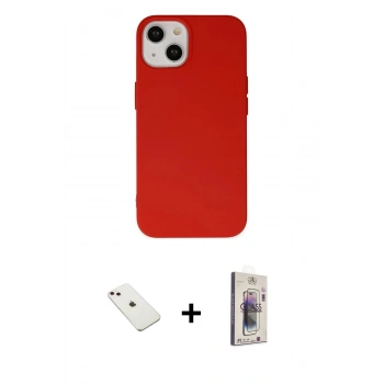 MARSİLYAN™- iPhone 14 Kılıf Ahenk Serisi - Siyah Bilvis 3D Cam Ekran Koruyucu + Diamond Kamera Lens - PE
