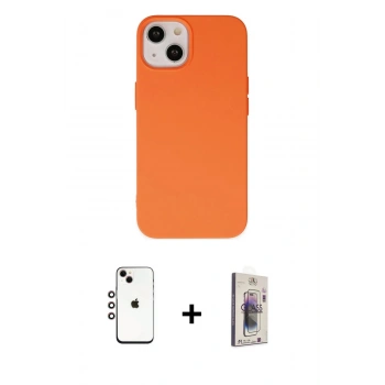 MARSİLYAN™- iPhone 14 Kılıf Ahenk Serisi - Siyah Bilvis 3D Cam Ekran Koruyucu + Shine Kamera Lens - GI