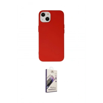 MARSİLYAN™- iPhone 14 Kılıf Ahenk Serisi - Siyah Bilvis 3D Mat Cam Ekran Koruyucu