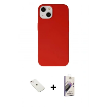 MARSİLYAN™- iPhone 14 Kılıf Ahenk Serisi - Siyah Bilvis 3D Mat Cam Ekran Koruyucu + Diamond Kamera Lens - PE