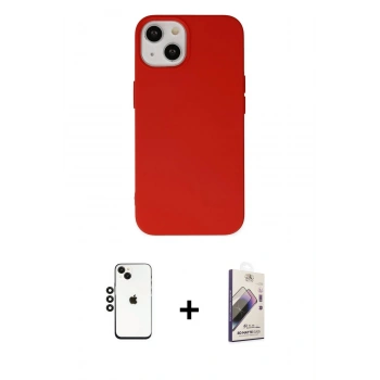 MARSİLYAN™- iPhone 14 Kılıf Ahenk Serisi - Siyah Bilvis 3D Mat Cam Ekran Koruyucu + Shine Kamera Lens - SH