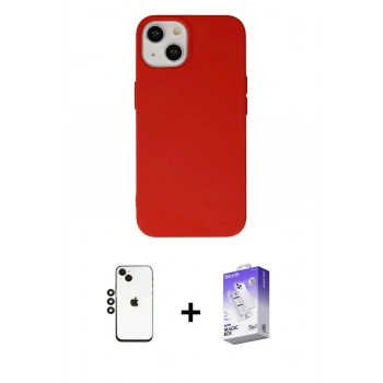 MARSİLYAN™- iPhone 14 Kılıf Ahenk Serisi - Siyah Bilvis 5in1 3D Magic Cam Ekran Koruyucu + Shine Kamera Lens - SH