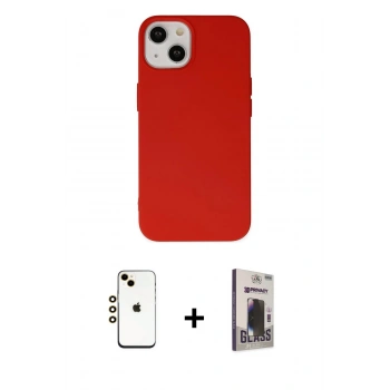 MARSİLYAN™- iPhone 14 Kılıf Ahenk Serisi - Siyah Bilvis Hayalet Cam Ekran Koruyucu + Shine Kamera Lens - GD