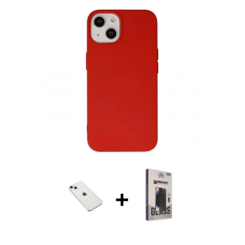 MARSİLYAN™- iPhone 14 Kılıf Ahenk Serisi - Siyah Bilvis Hayalet Cam Ekran Koruyucu + Diamond Kamera Lens - YL