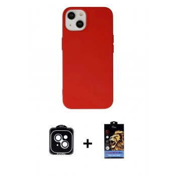 MARSİLYAN™- iPhone 14 Kılıf Ahenk Serisi - Siyah Buffer Hayalet Cam Ekran Koruyucu + PVD Metal Kamera Lens - MI