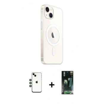 MARSİLYAN™- iPhone 14 Kılıf Ahenk Yansıma Prime - Şeffaf 360 Full Body Arka Koruyucu + Shine Kamera Lens - YL