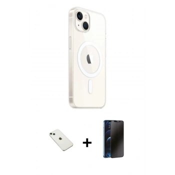 MARSİLYAN™- iPhone 14 Kılıf Ahenk Yansıma Prime - Siyah 3D Antistatik Hayalet Cam Ekran Koruyucu + Diamond Kamera Lens - YL