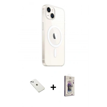 MARSİLYAN™- iPhone 14 Kılıf Ahenk Yansıma Prime - Siyah Bilvis 3D Cam Ekran Koruyucu + Diamond Kamera Lens - SABE