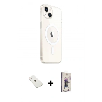 MARSİLYAN™- iPhone 14 Kılıf Ahenk Yansıma Prime - Siyah Bilvis 3D Cam Ekran Koruyucu + Diamond Kamera Lens - PE