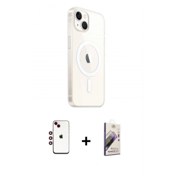 MARSİLYAN™- iPhone 14 Kılıf Ahenk Yansıma Prime - Siyah Bilvis 3D Mat Cam Ekran Koruyucu + Shine Kamera Lens - KI