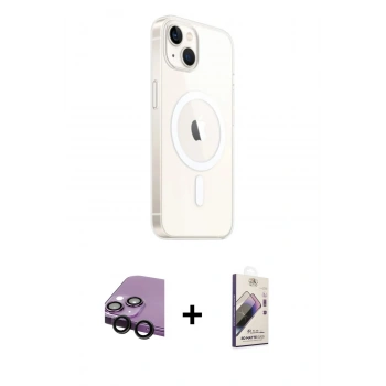 MARSİLYAN™- iPhone 14 Kılıf Ahenk Yansıma Prime - Siyah Bilvis 3D Mat Cam Ekran Koruyucu + Raze Metal Kamera Lens - SH