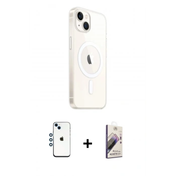 MARSİLYAN™- iPhone 14 Kılıf Ahenk Yansıma Prime - Siyah Bilvis 3D Mat Cam Ekran Koruyucu + Shine Kamera Lens - MI