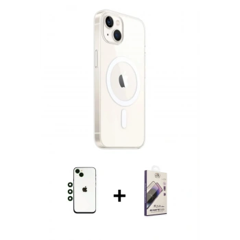 MARSİLYAN™- iPhone 14 Kılıf Ahenk Yansıma Prime - Siyah Bilvis 3D Mat Cam Ekran Koruyucu + Shine Kamera Lens - YL