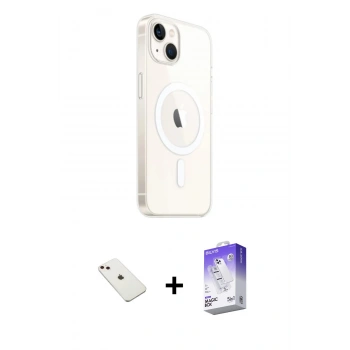MARSİLYAN™- iPhone 14 Kılıf Ahenk Yansıma Prime - Siyah Bilvis 5in1 3D Magic Cam Ekran Koruyucu + Diamond Kamera Lens - PE