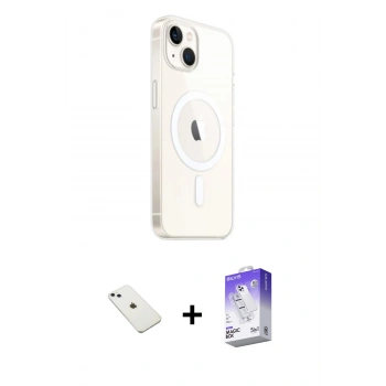 MARSİLYAN™- iPhone 14 Kılıf Ahenk Yansıma Prime - Siyah Bilvis 5in1 3D Magic Cam Ekran Koruyucu + Diamond Kamera Lens - SABE