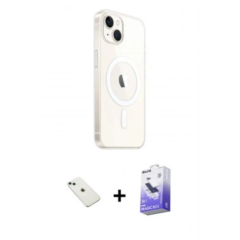 MARSİLYAN™- iPhone 14 Kılıf Ahenk Yansıma Prime - Siyah Bilvis 5in1 5D Magic Hayalet Cam Ekran Koruyucu + Diamond Kamera Lens - YL
