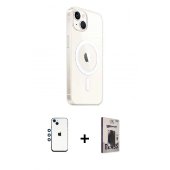 MARSİLYAN™- iPhone 14 Kılıf Ahenk Yansıma Prime - Siyah Bilvis Hayalet Cam Ekran Koruyucu + Shine Kamera Lens - MI
