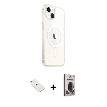 MARSİLYAN™- iPhone 14 Kılıf Ahenk Yansıma Prime - Siyah Bilvis Hayalet Cam Ekran Koruyucu + Diamond Kamera Lens - PE