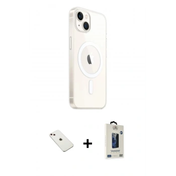MARSİLYAN™- iPhone 14 Kılıf Ahenk Yansıma Prime - Siyah Bilvis Hayalet Cam Ekran Koruyucu + Diamond Kamera Lens - PE