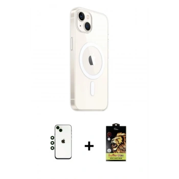 MARSİLYAN™- iPhone 14 Kılıf Ahenk Yansıma Prime - Siyah Buffer Cam Ekran Koruyucu + Shine Kamera Lens - YL
