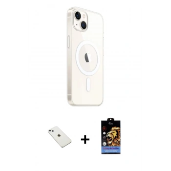 MARSİLYAN™- iPhone 14 Kılıf Ahenk Yansıma Prime - Siyah Buffer Hayalet Cam Ekran Koruyucu + Diamond Kamera Lens - SABE