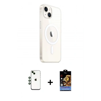MARSİLYAN™- iPhone 14 Kılıf Ahenk Yansıma Prime - Siyah Buffer Hayalet Cam Ekran Koruyucu + Shine Kamera Lens - YL
