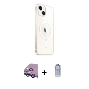 MARSİLYAN™- iPhone 14 Kılıf Ahenk Yansıma Prime - Siyah Joko Magic 5D Cam + Raze Metal Kamera Lens - MR