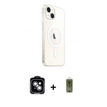 MARSİLYAN™- iPhone 14 Kılıf Ahenk Yansıma Prime - Siyah Joko Magic 5D Hayalet Cam + PVD Metal Kamera Lens - MI