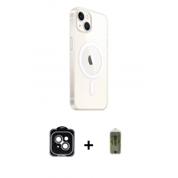 MARSİLYAN™- iPhone 14 Kılıf Ahenk Yansıma Prime - Siyah Joko Magic 5D Hayalet Cam + PVD Metal Kamera Lens - YL