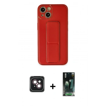 MARSİLYAN™- iPhone 14 Kılıf Akış Doku - Şeffaf 360 Full Body Arka Koruyucu + PVD Metal Kamera Lens - PE