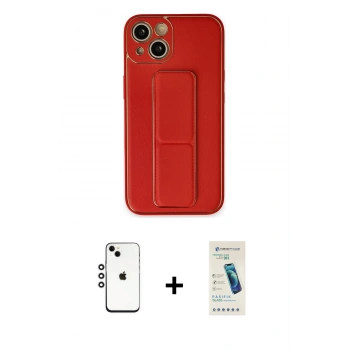 MARSİLYAN™- iPhone 14 Kılıf Akış Doku - Şeffaf Pasifik Cam Ekran Koruyucu + Shine Kamera Lens - GS