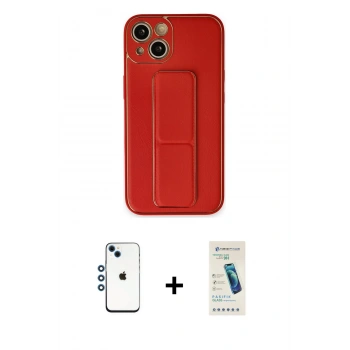 MARSİLYAN™- iPhone 14 Kılıf Akış Doku - Şeffaf Pasifik Cam Ekran Koruyucu + Shine Kamera Lens - MI