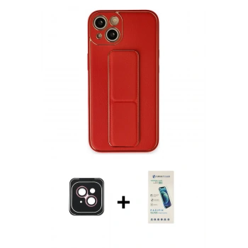 MARSİLYAN™- iPhone 14 Kılıf Akış Doku - Şeffaf Pasifik Cam Ekran Koruyucu + PVD Metal Kamera Lens - PE
