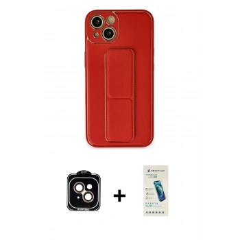 MARSİLYAN™- iPhone 14 Kılıf Akış Doku - Şeffaf Pasifik Cam Ekran Koruyucu + PVD Metal Kamera Lens - TU