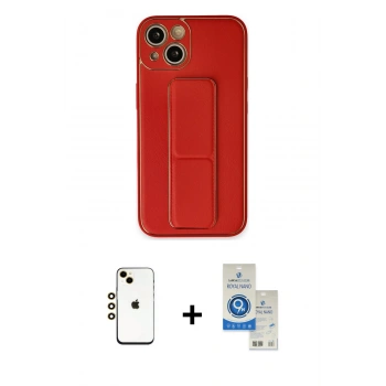 MARSİLYAN™- iPhone 14 Kılıf Akış Doku - Şeffaf Royal Nano Ekran Koruyucu + Shine Kamera Lens - GD