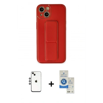 MARSİLYAN™- iPhone 14 Kılıf Akış Doku - Şeffaf Royal Nano Ekran Koruyucu + Shine Kamera Lens - GS