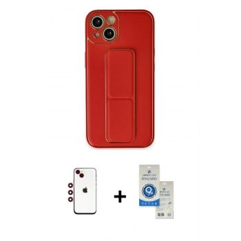 MARSİLYAN™- iPhone 14 Kılıf Akış Doku - Şeffaf Royal Nano Ekran Koruyucu + Shine Kamera Lens - KI