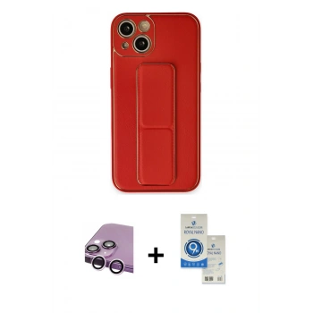 MARSİLYAN™- iPhone 14 Kılıf Akış Doku - Şeffaf Royal Nano Ekran Koruyucu + Raze Metal Kamera Lens - MR