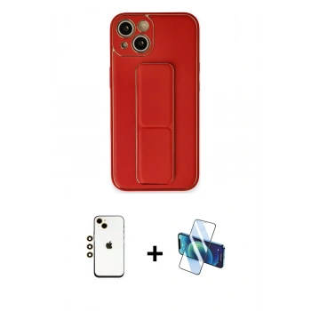 MARSİLYAN™- iPhone 14 Kılıf Akış Doku - Siyah 3D Antistatik Cam Ekran Koruyucu + Shine Kamera Lens - GD