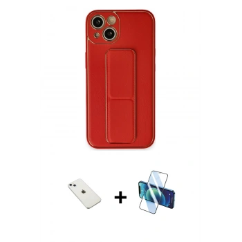 MARSİLYAN™- iPhone 14 Kılıf Akış Doku - Siyah 3D Antistatik Cam Ekran Koruyucu + Diamond Kamera Lens - SABE