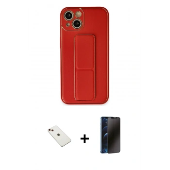 MARSİLYAN™- iPhone 14 Kılıf Akış Doku - Siyah 3D Antistatik Hayalet Cam Ekran Koruyucu + Diamond Kamera Lens - KI