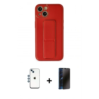 MARSİLYAN™- iPhone 14 Kılıf Akış Doku - Siyah 3D Antistatik Hayalet Cam Ekran Koruyucu + Shine Kamera Lens - MI