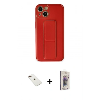 MARSİLYAN™- iPhone 14 Kılıf Akış Doku - Siyah Bilvis 3D Cam Ekran Koruyucu + Diamond Kamera Lens - KI