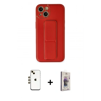 MARSİLYAN™- iPhone 14 Kılıf Akış Doku - Siyah Bilvis 3D Cam Ekran Koruyucu + Shine Kamera Lens - GD