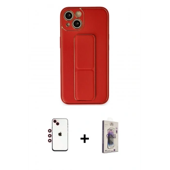 MARSİLYAN™- iPhone 14 Kılıf Akış Doku - Siyah Bilvis 3D Cam Ekran Koruyucu + Shine Kamera Lens - KI