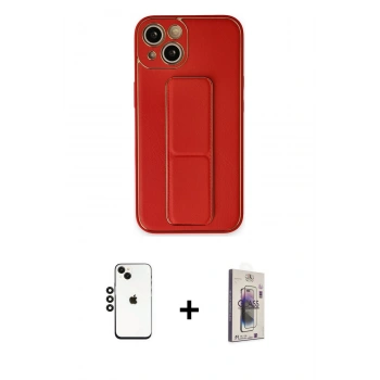 MARSİLYAN™- iPhone 14 Kılıf Akış Doku - Siyah Bilvis 3D Cam Ekran Koruyucu + Shine Kamera Lens - SH